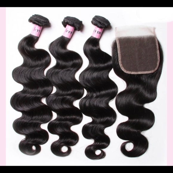 ? %HUMANHAIR BUNDLES DEALS+4*4 lace closure FREE main image 5